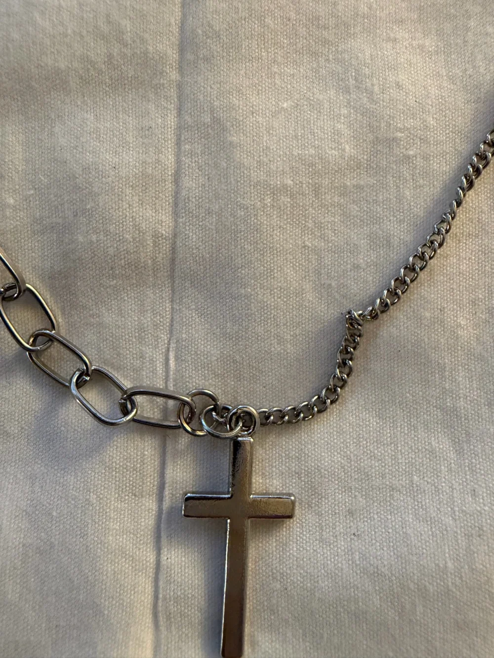 Silver Two-Chain  Cross Necklace - Women Accessories